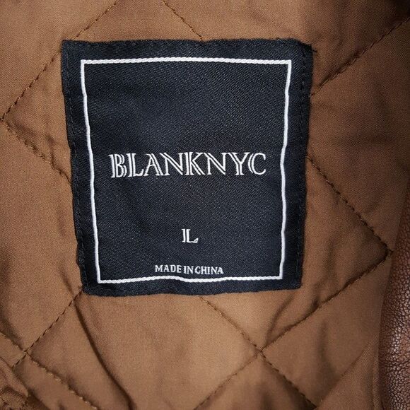 BLANK NYC Jacket Mens Large Brown Faux Leather Snap Button HOT SHOT TRUCKER $168 - Picture 3 of 8